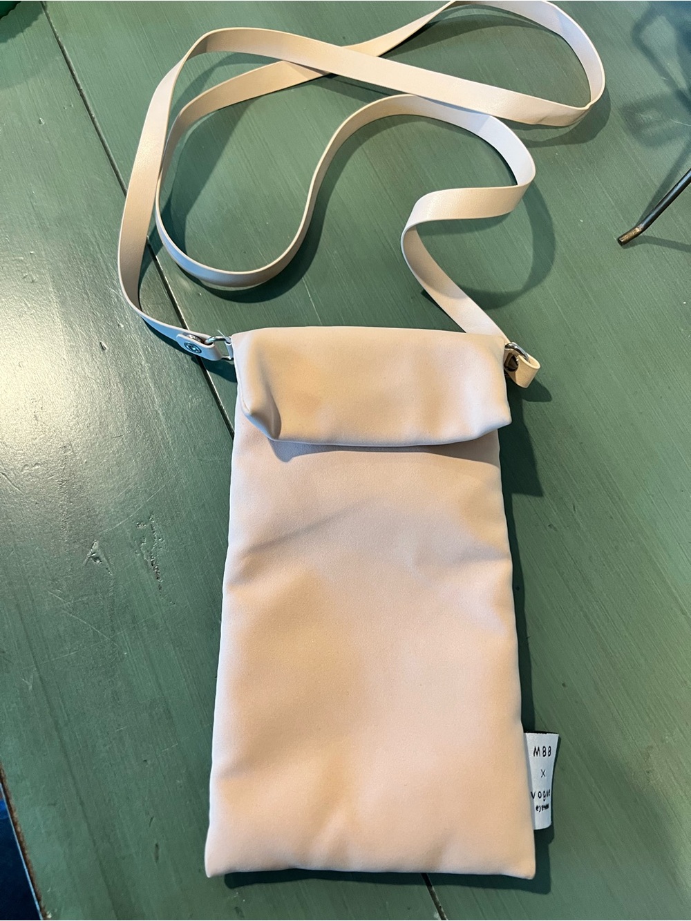 Minimalist Cream Crossbody Phone / eyeglass Pouch